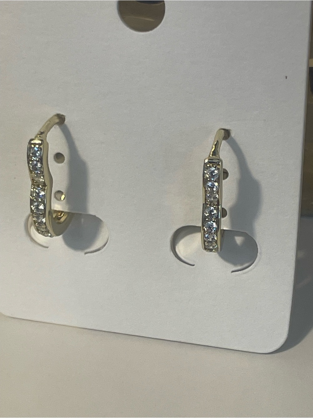 Gold-Tone Crystal Huggie Hoop Earrings - Elegant Sparkle